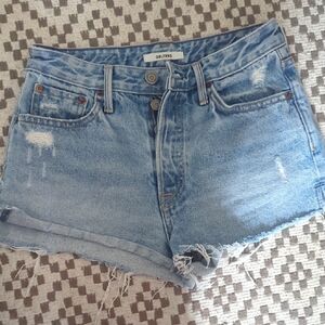 Girlfriend Collective Light Blue Distressed Jean Shorts